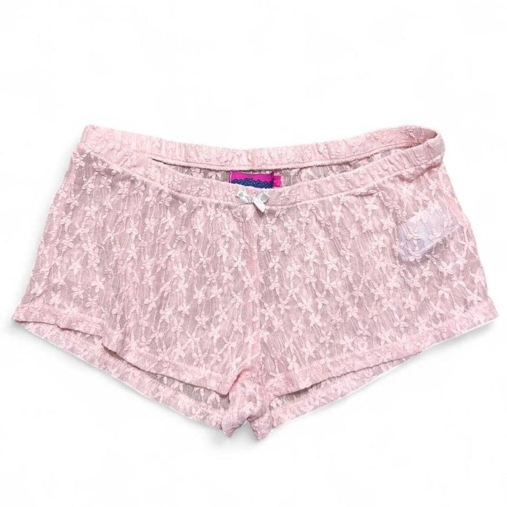 Edikted Pink Lace Shorts Lingerie‎ Pajama Sheer Floral Mini Booty Shorts